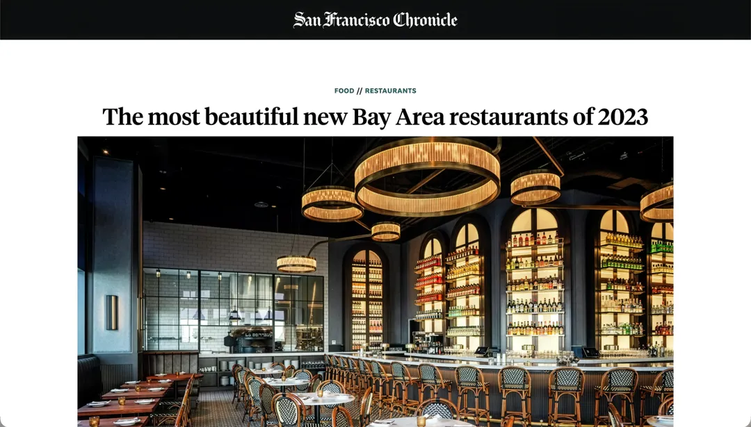 NAMED AMONG SAN FRANCISCO'S MOST BEAUTIFUL RESTAURANTS
